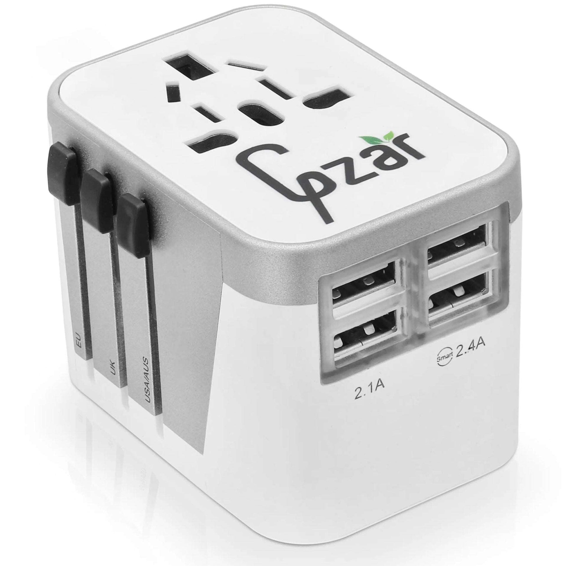 All - in - One Universal Travel Adapter - White | Worldwide Plug (UK EU US AU) with 4 USB Ports - GZARTravel AdapterGZAR WORLD