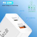 Gzar PD 20W USB C Wall Charger UAE - QC 3.0 USB + Type C PD3.0 Dual Port - GZARGZAR