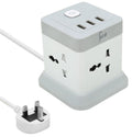 Gzar Tower Extension Cord Power Strip Cube/Lead with 4 Outlets Plug - Grey - GZARTower ExtensionGZAR