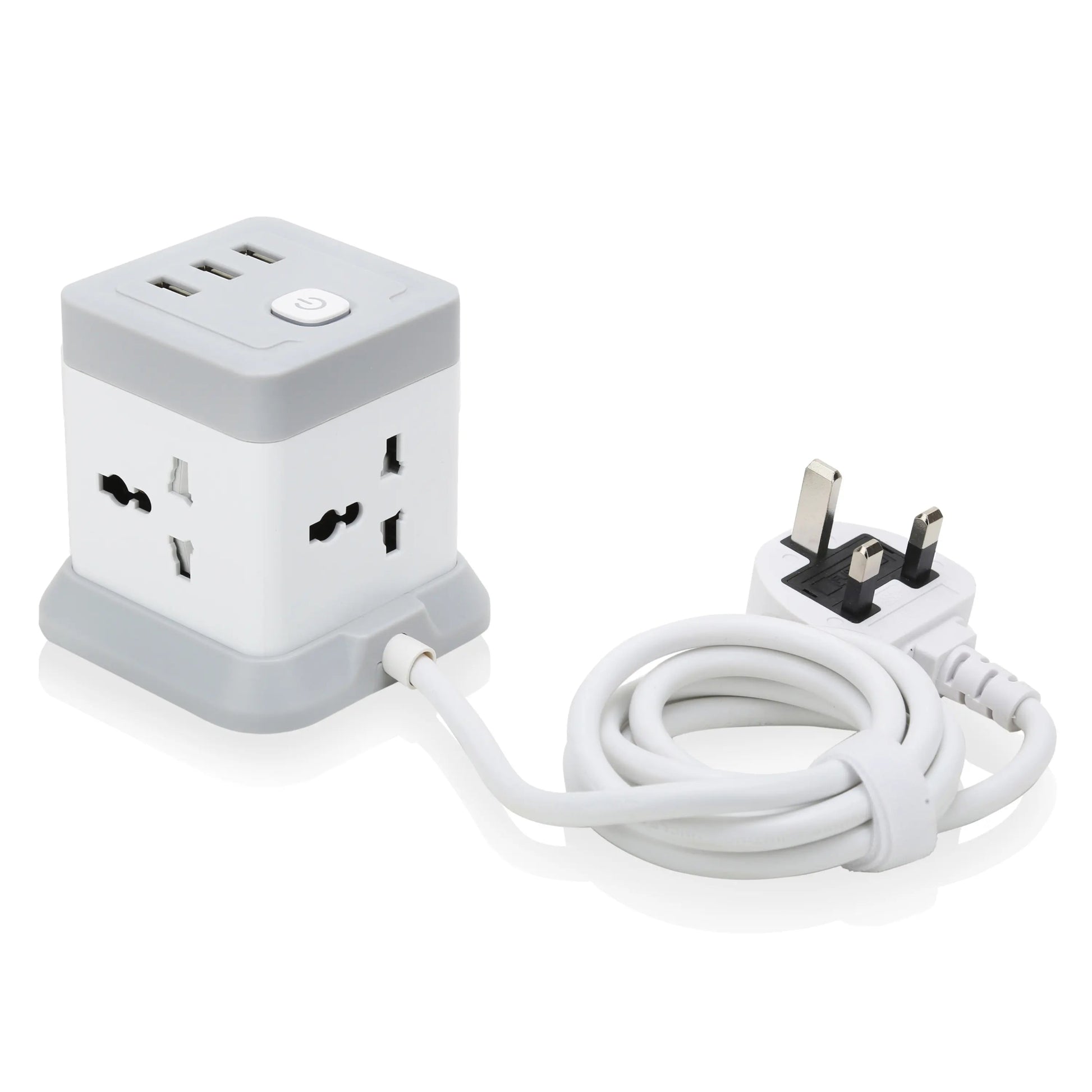 Gzar Tower Extension Cord Power Strip Cube/Lead with 4 Outlets Plug - Grey - GZARTower ExtensionGZAR