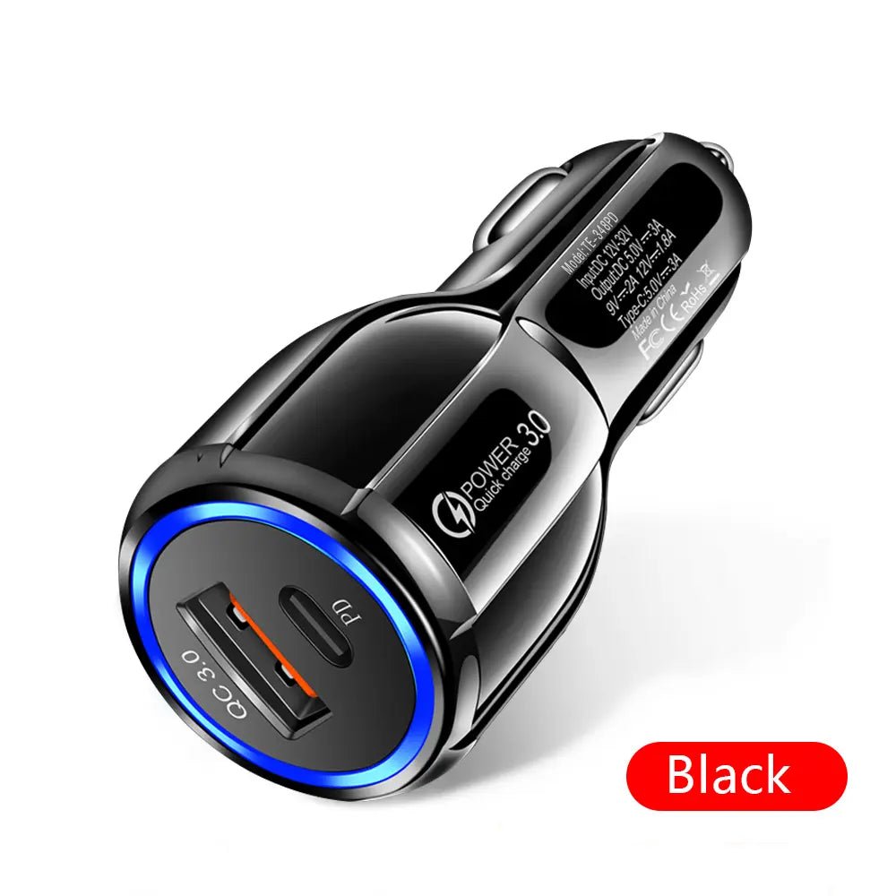 Gzar USB C Car Charger 30W Super Mini Fast USB Car Charger (Black) - GZARCarGzar World