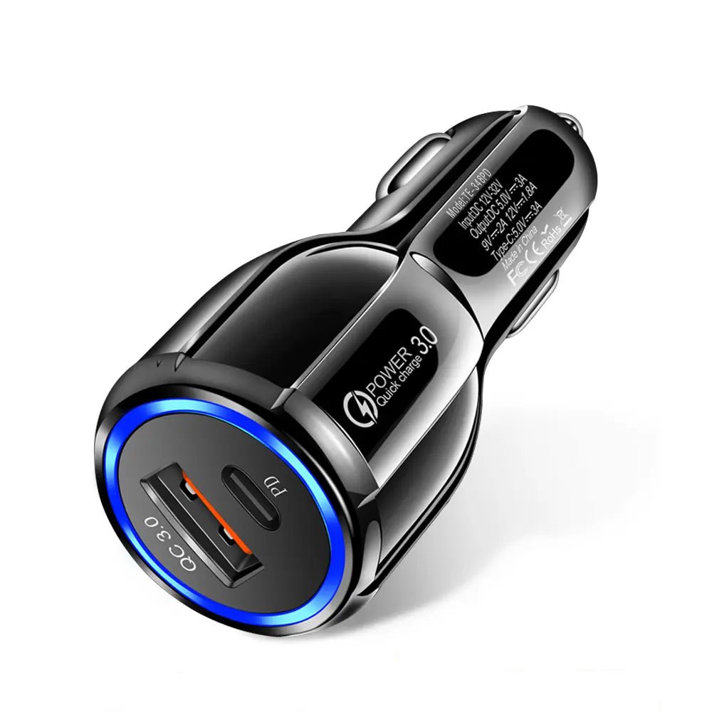 Gzar USB C Car Charger 30W Super Mini Fast USB Car Charger (Black) - GZARCarGzar World