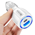 Gzar USB C Car Charger 30W Super Mini Fast USB Car Charger - White - GZARCarGZAR